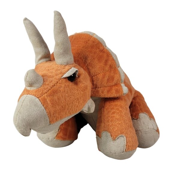 Animal Adventure Dinosaur Plush Orange Tan 15.5" Textured Triceratops 2013 - Picture 1 of 9